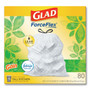 Glad OdorShield Tall Kitchen Drawstring Bags, 13 gal, 0.95 mil, 24" x 27.38", White, 80 Bags/Box, 3 Boxes/Carton (CLO78900) View Product Image