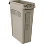 Rubbermaid Commercial Slim Jim 23-Gallon Vented Waste Containers - 23 gal Capacity - Rectangular - Durable, Handle - 30" Height x 11" Width x 22" Depth - Beige