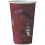 Solo 16 oz Bistro Design Disposable Paper Cups - 16 fl oz - Maroon - Polyethylene - Hot Drink, Coffee, Tea, Cocoa