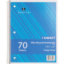 Sparco Wirebound Notebooks - 70 Sheets - Wire Bound - College Ruled Front Ruling - Unruled Margin - 16 lb Basis Weight