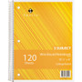 Sparco Wirebound College Ruled Notebooks - 120 Sheets - Wire Bound - College Ruled Front Ruling - Unruled Margin - 16 lb Basis Weight