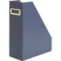 U Brands Four-Piece Desk Organization Kit, Magazine Holder/Paper Tray/Pencil Cup/Storage Bin, Chipboard, Navy