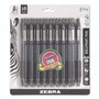 Zebra Z-Grip Ballpoint Pen, Retractable, Medium 1 mm, Black Ink, Clear/Black Barrel, 18/Pack