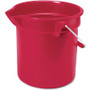 Rubbermaid Commercial Brute 10-quart Utility Bucket - 2.50 gal - Heavy Duty, Rust Resistant, Bend Resistant, Handle - 10.2" - Steel, High-density Polyethylene (HDPE) - Red, Nickel, Chrome - (RCP296300RD)