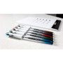 uniball VISION ELITE BLX Series Hybrid Gel Pen, Stick, Bold 0.8 mm, Blue-Infused Black Ink, White/Blue/Clear Barrel