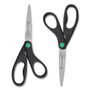 Westcott KleenEarth Scissors, 8" Long, 3.25" Cut Length, Straight Black Handle, 2/Pack