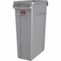 Rubbermaid Commercial Slim Jim 23-Gallon Vented Waste Container - 23 gal Capacity - Rectangular - Durable, Handle - 30" Height x 11" Width x 22" Depth - Gray