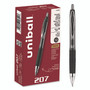 uniball Signo 207 Gel Pen, Retractable, Bold 1 mm, Black Ink, Smoke/Black Barrel, Dozen