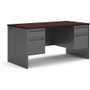 HON 38000 H38155 Pedestal Desk - 29.5" Height x 60" Width x 30" Depth - 4 x Box, File Drawer(s) - Double Pedestal - Waterfall Edge - Finish: Charcoal