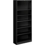 HON Brigade Steel Bookcase | 6 Shelves | 34-1/2"W | Black Finish - 6 Shelf(ves) - 81.13" Height x 34.50" Width x 12.62" Depth - Adjustable Shelf, Reinforced, Welded, Durable, Compact - Black - Steel