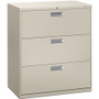 HON Brigade 600 H683 Lateral File - 40.9" Height x 36" Width x 18" Depth - 3 - Finish: Light Gray