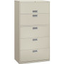 HON Brigade 600 H685 Lateral File - 67" Height x 36" Width x 18" Depth - 5 - Finish: Light Gray - Lockable, Heavy Duty, Glide, Removable Lock - For File Storage, Workstation, Office, Desk