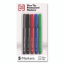 TRU RED Permanent Marker, Pen-Style, Fine Bullet Tip, Assorted Colors, 5/Pack