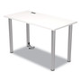 Union & Scale Essentials Writing Table-Desk with Integrated Power Management, 47.5" x 23.7" x 28.8", White/Aluminum