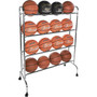 Champion Sports Powder-Coated Ball Cart, Metal, 132 lb Capacity, 17 x 41 x 53, Silver