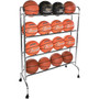 Champion Sports Powder-Coated Ball Cart, Metal, 132 lb Capacity, 17 x 41 x 53, Silver