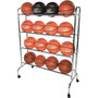 Champion Sports Powder-Coated Ball Cart, Metal, 132 lb Capacity, 17 x 41 x 53, Silver