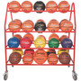 Champion Sports Deluxe Pro Ball Cart, Metal, 176 lb Capacity, 18.5 x 51 x 54, Red