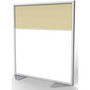 Ghent Floor Partition with Aluminum Frame and 2 Split Panel Infill, 48.06 x 2.04 x 53.86, White/Carmel