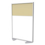 Ghent Floor Partition with Aluminum Frame and 2 Split Panel Infill, 48.06 x 2.04 x 71.86, White/Carmel