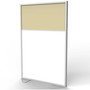Ghent Floor Partition with Aluminum Frame and 2 Split Panel Infill, 48.06 x 2.04 x 71.86, White/Carmel