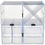 deflecto Stackable Cube Organizer, 4 Compartments, 4 Drawers, Plastic, 6 x 7.2 x 6, Clear (DEF350301) Product Image 