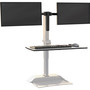 Safco Soar Electric Desktop Sit/Stand Dual Monitor Arm, For 27" Monitors, White, Supports 10 lbs