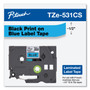 Brother P-Touch TZe Laminated Removable Label Tapes, 0.47" x 26.2 ft, Black on Blue
