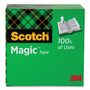 Scotch Magic Tape Refill, 1" Core, 0.75" x 25 yds, Clear, 20/Pack