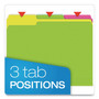Pendaflex Glow Twisted 3-Tab File Folder, 1/3-Cut Tabs: Assorted, Letter Size, 0.25" Expansion, Assorted Colors, 12/Pack