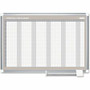 MasterVision Magnetic 12-Month Planner - Monthly - 12 Month - Silver Gray, White, Pale Gray - Aluminum, Lacquered Steel - 36" Height x 48" Width