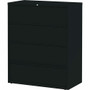Lorell Fortress Lateral File with Roll-Out Shelf - 42" Width x 18.6" Depth x 52.5" Height - 4 x Drawer(s) for File - Letter, A4, Legal - Leveling Glide, Heavy Duty, Recessed Handle, Ball-bearing Suspension, Interlocking - Black
