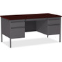 Lorell Fortress Series Double-Pedestal Desk - Rectangle Top - 60" Table Top Width x 30" Table Top Depth x 1.12" Table Top Thickness - 29.50" Height - Office, File - Assembly Required - (LLR60928)