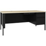 Lorell Fortress Series 66" Right-Pedestal Desk - 30" Height x 66" Width x 29.5" Depth, 0.8" Height Modesty Panel, x 1.1" Thickness Top - Single Pedestal on Right Side - Square Edge - Material: Steel - Finish: Black