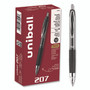 uniball Signo 207 Gel Pen, Retractable, Medium 0.7 mm, Black Ink, Smoke/Black Barrel, Dozen
