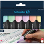 Schneider Job Pastel Highlighters - 1 mm Chisel, 5 mm Marker Point - Pastel Turquoise, Pastel Vanilla, Pastel Peach, Pastel Rose, Pastel Lavender, Pastel Mint Green Ink - Polypropylene Barrel