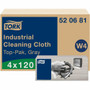 TORK Industrial Cleaning Cloth Gray W4 - 1 Ply - 13.98" Width x 16.34" Length - Textured - Gray - Cellulose, Polyester, Polypropylene
