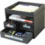 Victor Midnight Black Collection Tidy Tower Organizer - 10.90" Height x 12.80" Width x 10.60" Depth - Desktop - Durable, Molding Base, Sturdy - Matte Black - Black