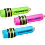 Ticonderoga Pencil-Shaped Erasers - Neon Assorted - Assorted Barrel - Pencil - 3 / Pack
