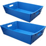 Flipside Plastic Welded Letter Trays - 4.50" Height x 18" Width x 12" Depth - Welded, Handle, Compact, Stackable, Storage Space, Durable - Blue - Plastic