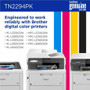 Brother TN2294PK Toner, 1,500/1,200 Page-Yield, Black/Cyan/Magenta/Yellow, 4/Pack