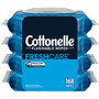 Cottonelle Flushable Wipes - 7.25" Length - CleaningRipples Texture - White - FiberPacket - 42/Packet