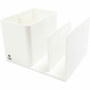 Business Source Multifunctional Pen Cup Organizer - 2 Compartment(s) - 3.80" Height x 6.10" Width x 4.70" Depth - Durable - White - ABS Plastic