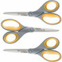 Westcott Titanium Bonded Scissors, 8" Long, 3.5" Cut Length, Straight Gray/Yellow Handle, 3/Pack