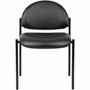 Lorell Reception Guest Chair - Vinyl Back Material - Tubular Steel Frame Material - Four-legged Base - Black