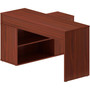 LYS L-Shape Workstation with Cabinet - Laminated L-shaped Top - 200 lb Capacity - 29.50" Height x 60" Width x 47.25" Depth - Assembly Required - Mahogany
