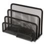 TRU RED Wire Mesh Mail Sorter with Business Card Holder, 4 Sections, #6 1/4 to #16 Envelopes, 5.59 x 3.93 x 7.55, Matte Black