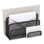TRU RED Wire Mesh Mail Sorter with Business Card Holder, 4 Sections, #6 1/4 to #16 Envelopes, 5.59 x 3.93 x 7.55, Matte Black