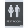Headline Signs ADA RESTROOM Sign - Print/Message "Restroom" - 6" Width x 9" Depth - Rectangular Shape - Silver Print/Message Color - Adhesive Backing, Durable, Pictogram, Self-adhesive, Braille
