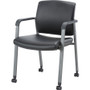 Lorell Healthcare Upholstery Guest Chair with Casters - Vinyl Seat Material - Vinyl Back Material - Steel Frame Material - Square Base - Black